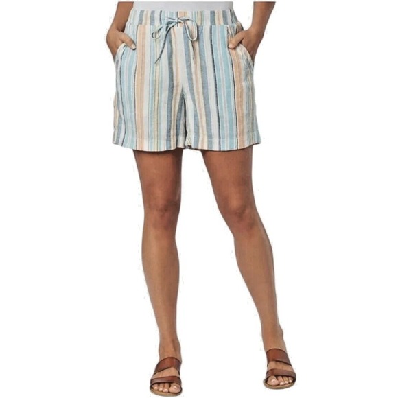 Briggs & Riley Pants - Briggs Ladies' Linen Blend‎ Striped Pullon Shorts SIZE-Small